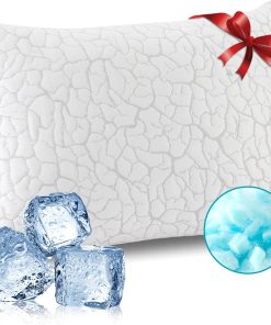 Cooling Pillows for Sleeping 2 Pack, Adjustable Shredded Memory Foam Pillows Queen Size Set of 2, Firm Bed Pillows for Side Back Stomach Hot Sleepers, Cold Pillow with Removable Washable Cover