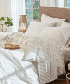 MooMee Bedding Sheet Set 100% Washed Cotton Linen Like Textured Breathable Durable Soft Comfy (Heathered Butter Yellow, Queen)