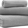 New Microfiber Waffle Bath Towels, 3 Pieces, Oversized, Soft, Absorbent, Fast Drying, Lint Free, Includes Bath, Face and Hand Towels
