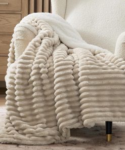 Bedsure Sherpa Throw Blanket for Couch - Super Soft, Cozy Fleece Thick Warm Blanket for Winter, GentleSoft Plush & Fluffy Christmas Throw Gift for Women, Room Decor, Beige, 50x60 Inches