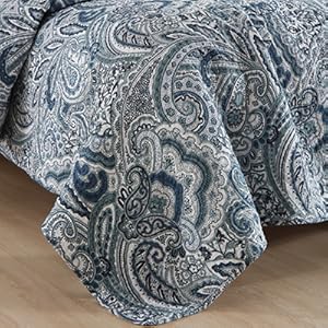 cotton bedspread quilt sets coverlets comforter blue  paisley bedspread king queen size quilt