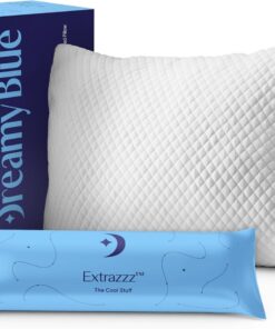 DreamyBlue Signature Pillow w/Adjustable Loft • Shredded Memory Foam Fill • Neutral Alignment for Side, Back, and Stomach Sleepers • Washable Bamboo Rayon Cover • CertiPUR-US Certified Foam (Queen)