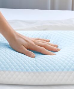 LETOM Memory Foam, Cool Gel, Cooling Pillow, 16 x 24 in, White, Rectangular, 2-in-1 Firm Support, Checked Pattern, for Teens and Adults