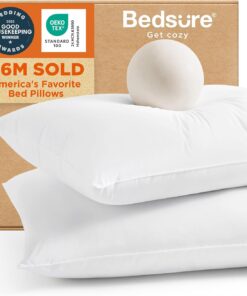 Bedsure Pillows Queen Size Set of 2 - Soft Bed Pillows for Sleeping 2 Pack, Fluffy and Supportive, Hotel Quality, Original Down Alternative Filling for Side, Back Sleepers