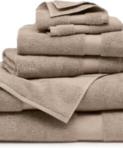 BOLL & BRANCH Plush Bath Towel Set - Mineral - 6 Piece - Includes 2 Bath Towels, 2 Hand Towels & 2 Washcloths - 100% Organic Cotton - Ultra Soft & Luxurious - Quick Absorbing