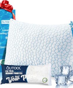 QUTOOL Cooling Pillow for Sleeping 2 Pack, Luxury Shredded Memory Foam Bed Queen Pillows Set of 2, Cool Pillow for Hot Sleepers Adjustable Firm Pillow for Side, Back, Stomach Sleepers Soft Yet Support