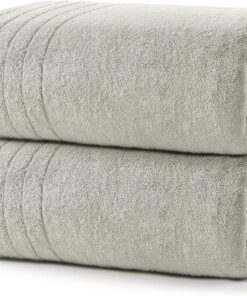 REDKISS Luxury Bath Towels Set of 4, 35x70 in, 750 GSM, Highly Absorbent & Quick Dry, Super Soft Extra Large Premium Thick Cotton Light Gray Bath Sheets for Shower, Hotel, Bathroom, Spa