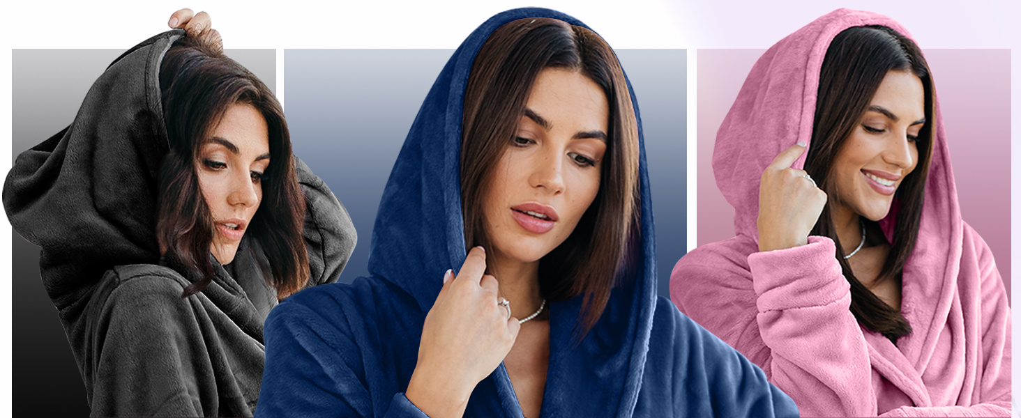 Bathrobe for women, robe for women, women's bathrobe, hooded robe, luxury robe